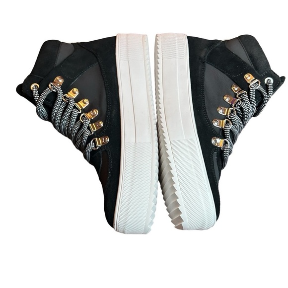 AQUA Womens Black Mixed Media Bash Round Toe Platform Leather Sneakers 7.5 - Picture 8 of 12